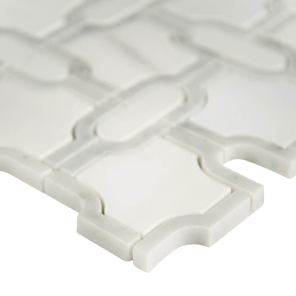 Bianco Gridwork 12" x 12" Polished Marble Mesh-Mounted Mosaic Tile Pattern-MSI Collection
