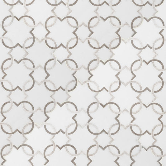 Bianco Quatrefoil 12" x 12" Polished Marble Mesh-Mounted Mosaic Tile Pattern-MSI Collection