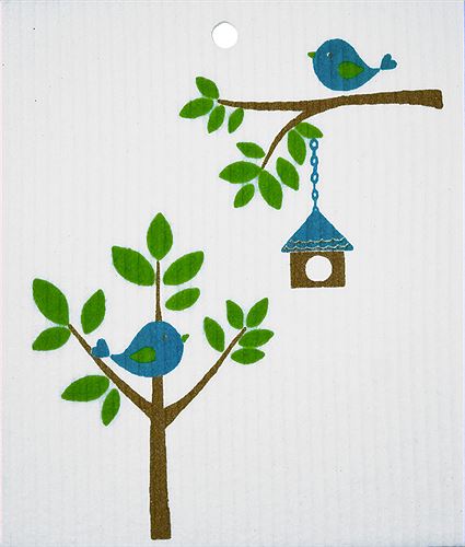 Wash Towel - Birds & House