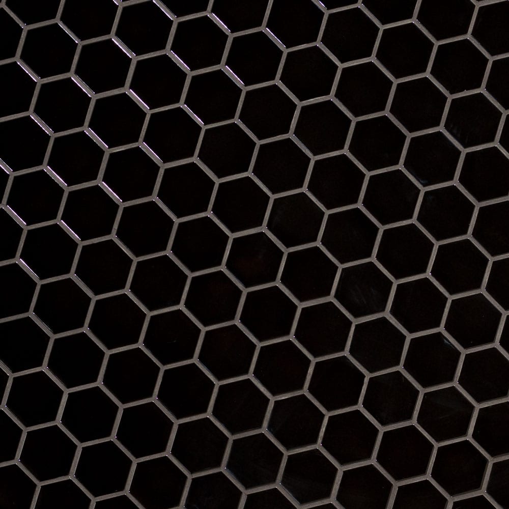 Black 2" Hexagon Porcelain Mesh Mounted Mosaic Tile 11.63"x12.75" Matte - MSI Collection