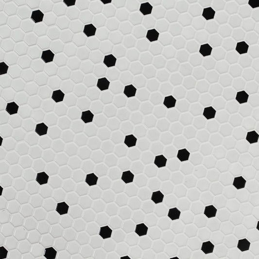 Black and White 1" Hexagon Porcelain Mesh Mounted Mosaic Tile 10.35"x11.93" Matte - MSI Collection