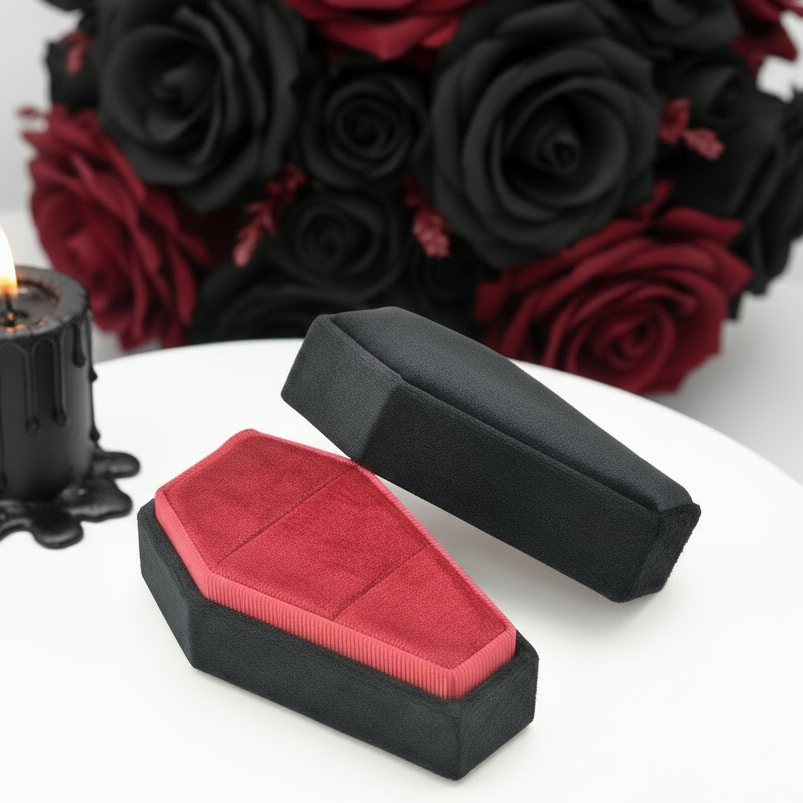 Married Till Buried Personalized Coffin Ring Box