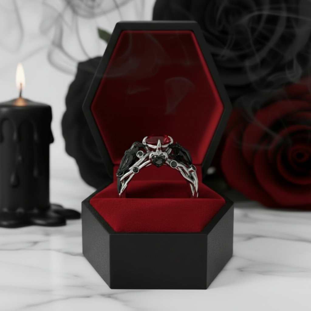 Black Crow- 1.25 Carat Diamond Option Gothic Wedding Ring