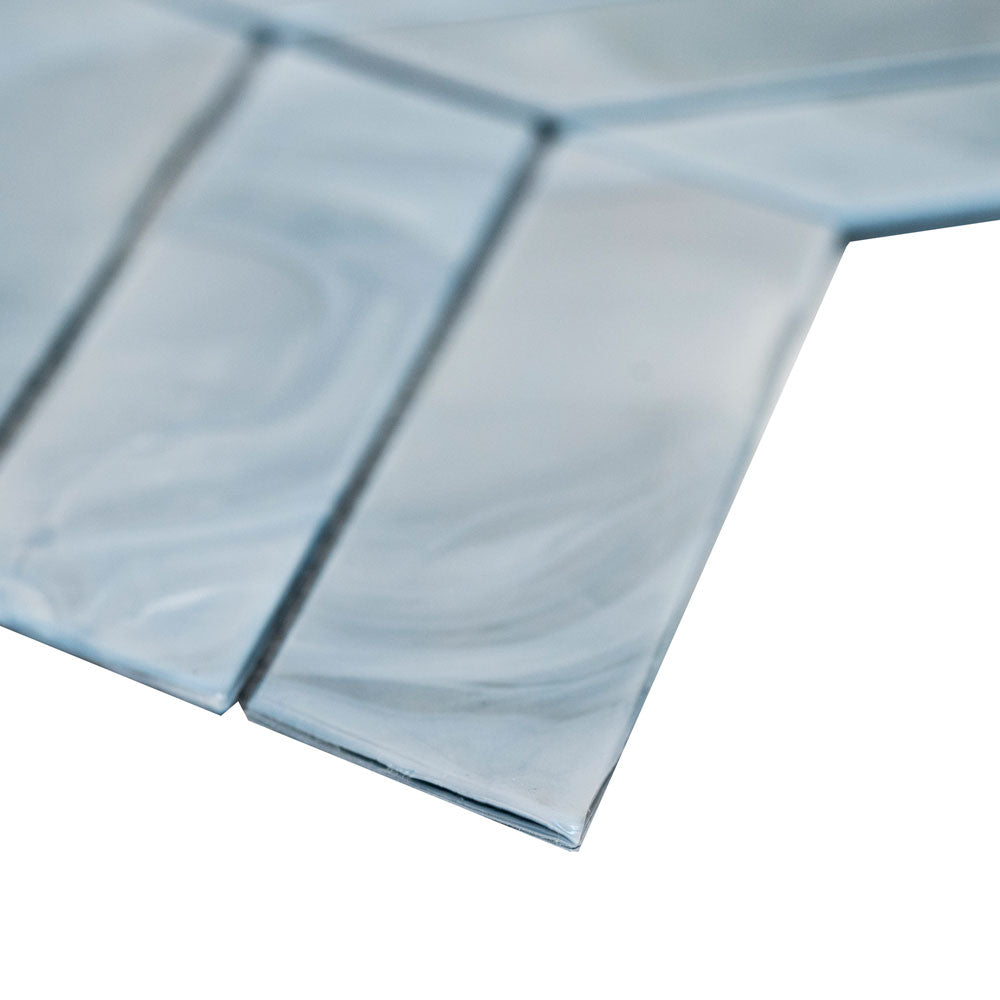 Blue Shimmer Chevron 9.95"x11.85" Glass Mesh Mounted Mosaic Wall Tile - MSI Collection