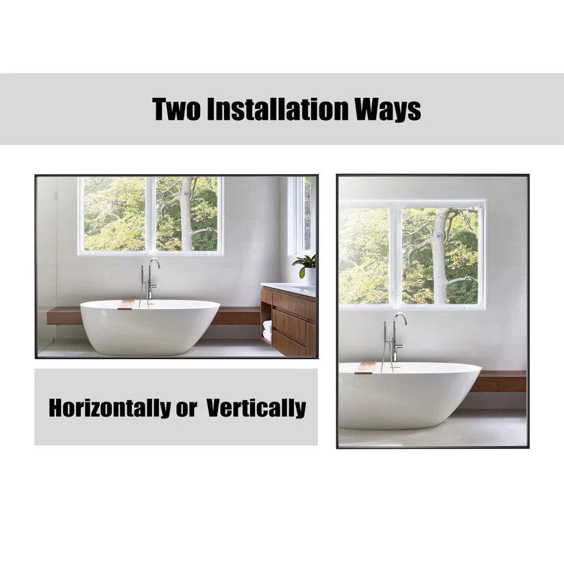 Reflections Sleek Modern Black Aluminum Framed Wall Mirror