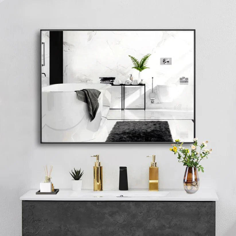 Reflections Sleek Modern Black Aluminum Framed Wall Mirror