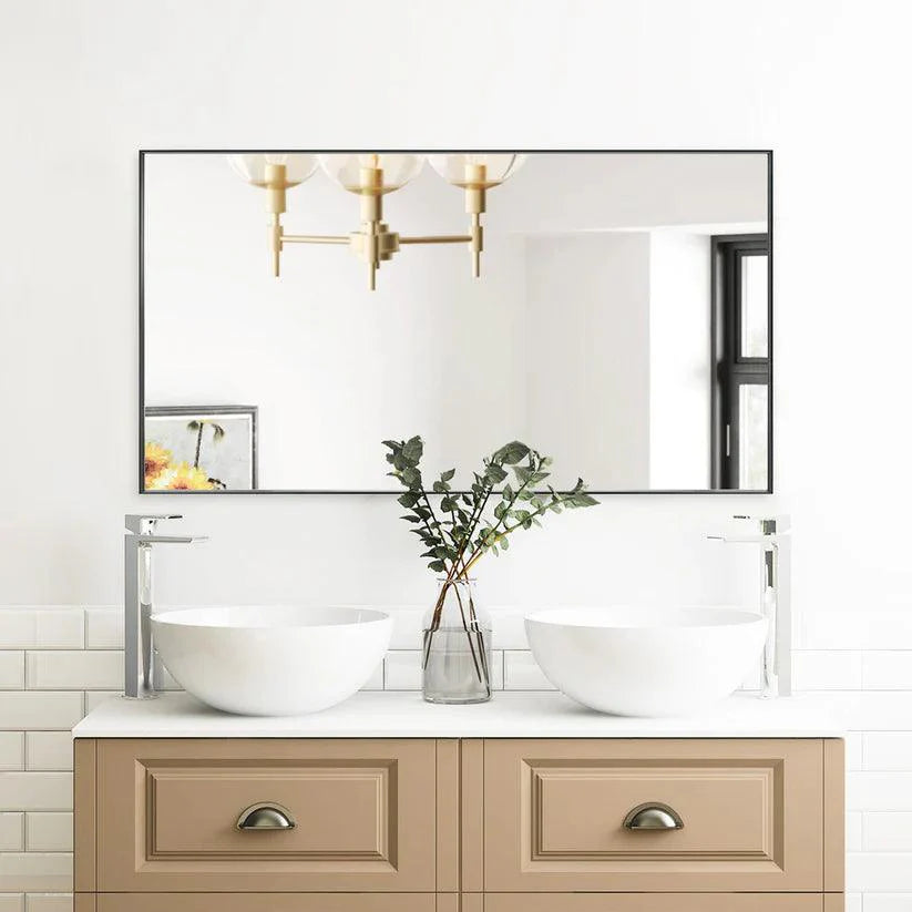 Reflections Sleek Modern Black Aluminum Framed Wall Mirror