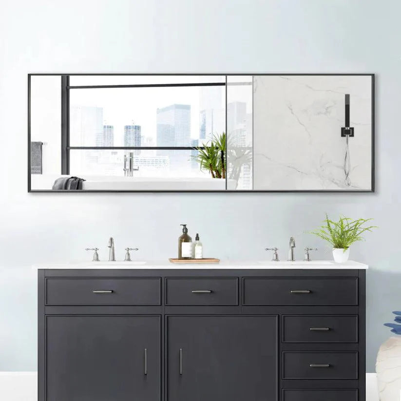 Reflections Sleek Modern Black Aluminum Framed Wall Mirror