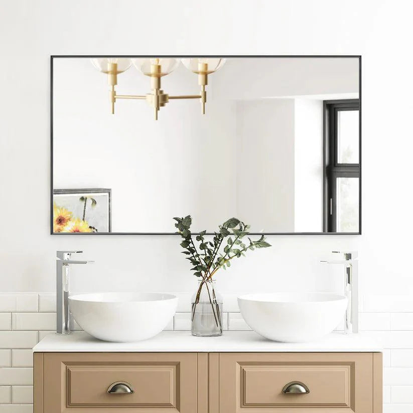 Reflections Sleek Modern Black Aluminum Framed Wall Mirror