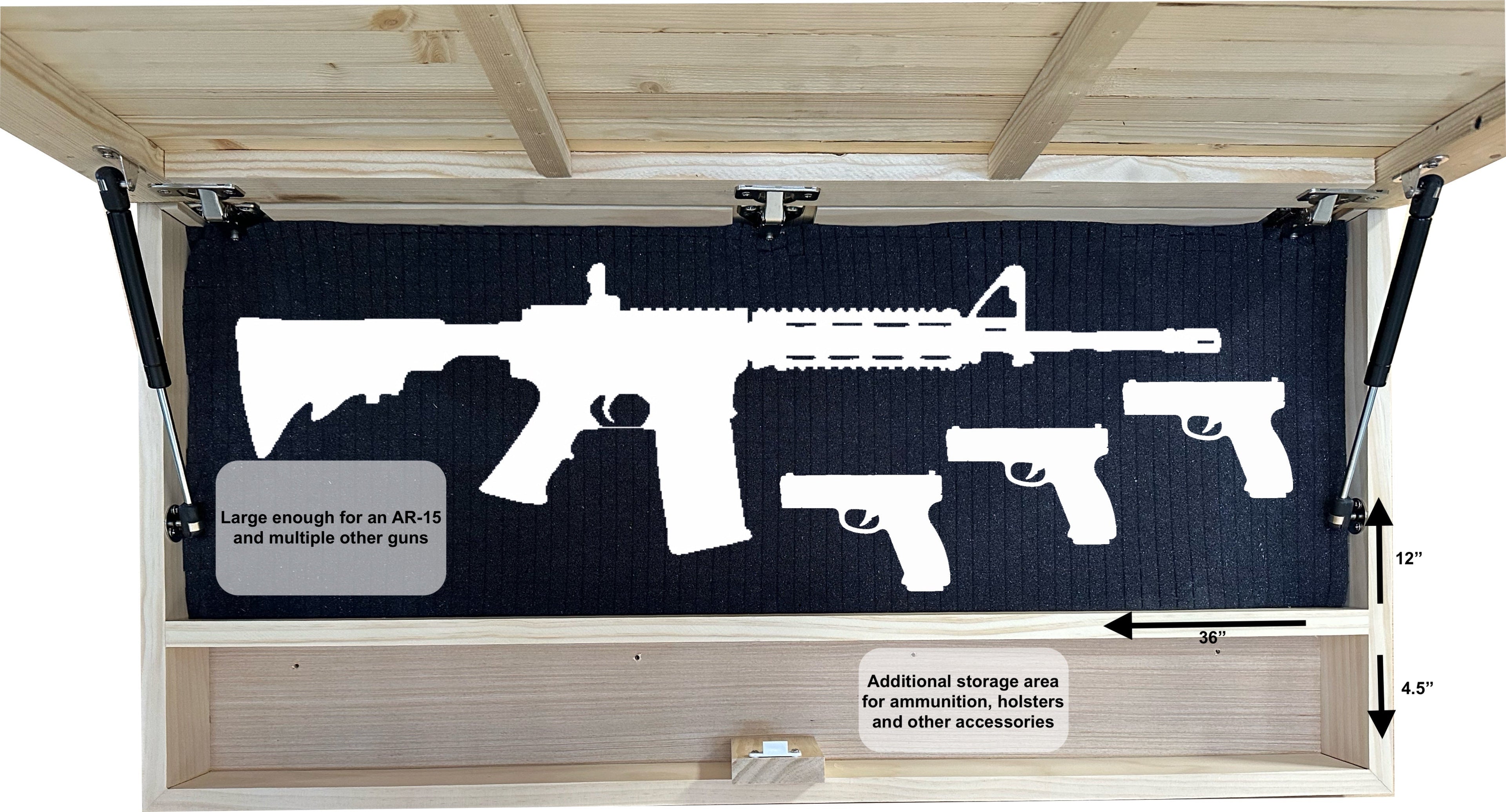 Hunting Wolves Gun Concealment Decor - Handcrafted Wooden Gun Cabinets - Gun Shelf Hidden Storage for Rifles, Shotguns, & Handguns - Quick Access Hidden Wall Safe (Extra Large)