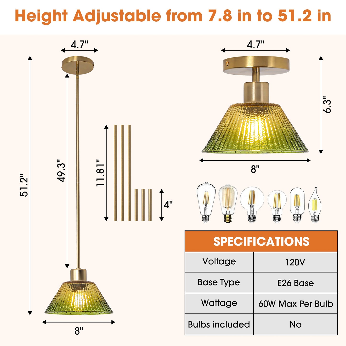 7.5 Inch Yetta 1-Light Island Pendant Light