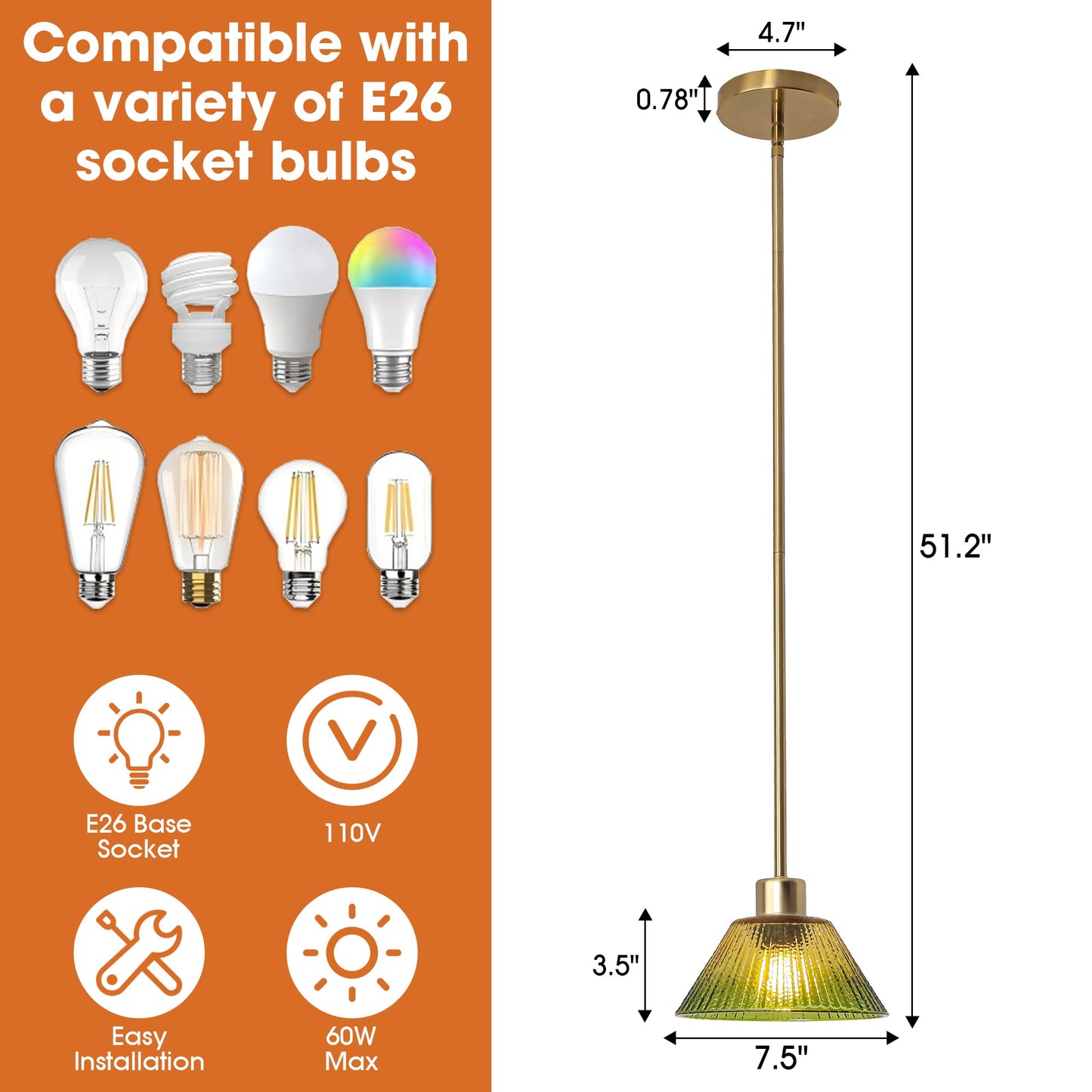 7.5 Inch Yetta 1-Light Island Pendant Light