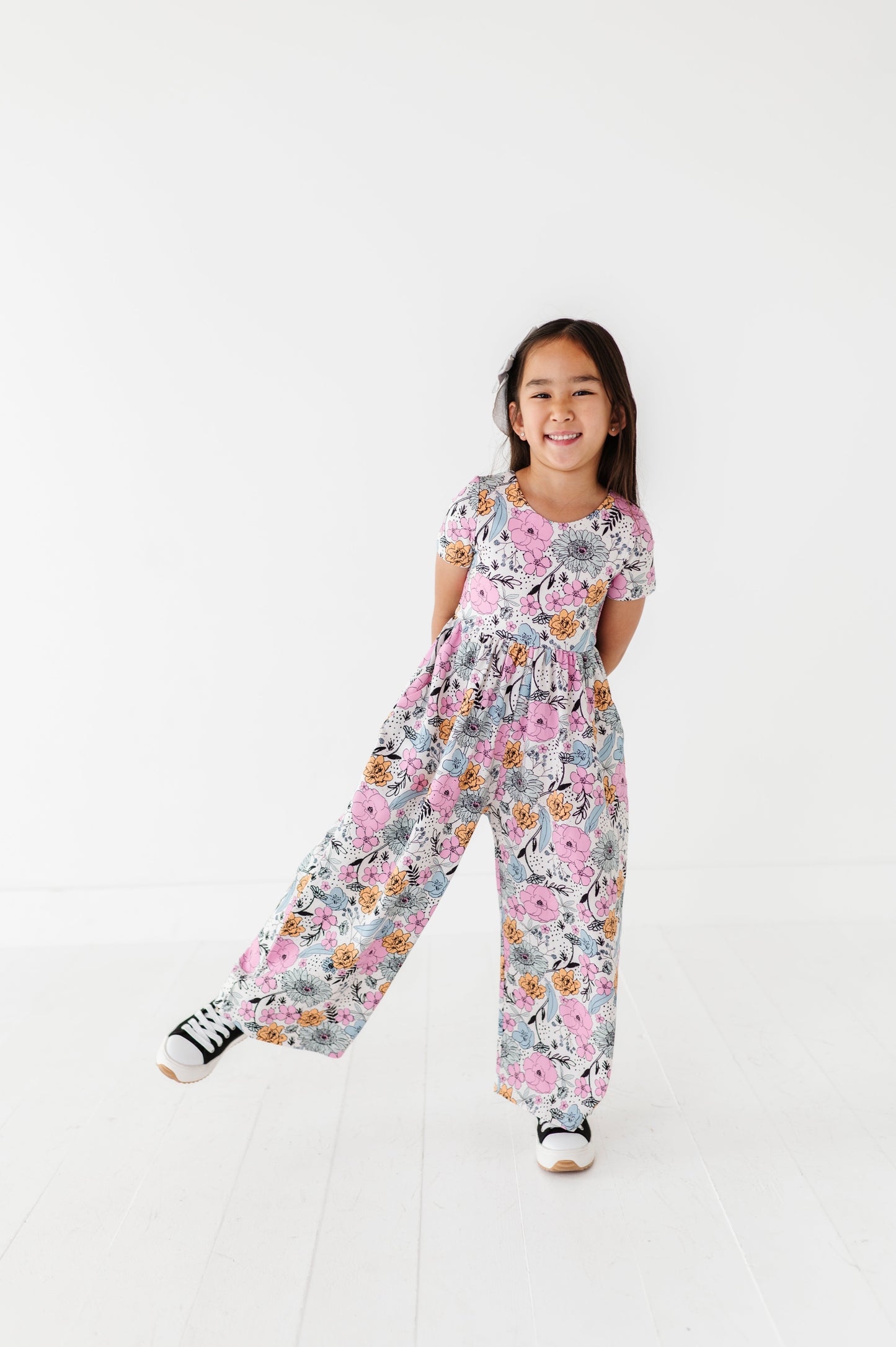 Vintage Sketchy Floral Romper