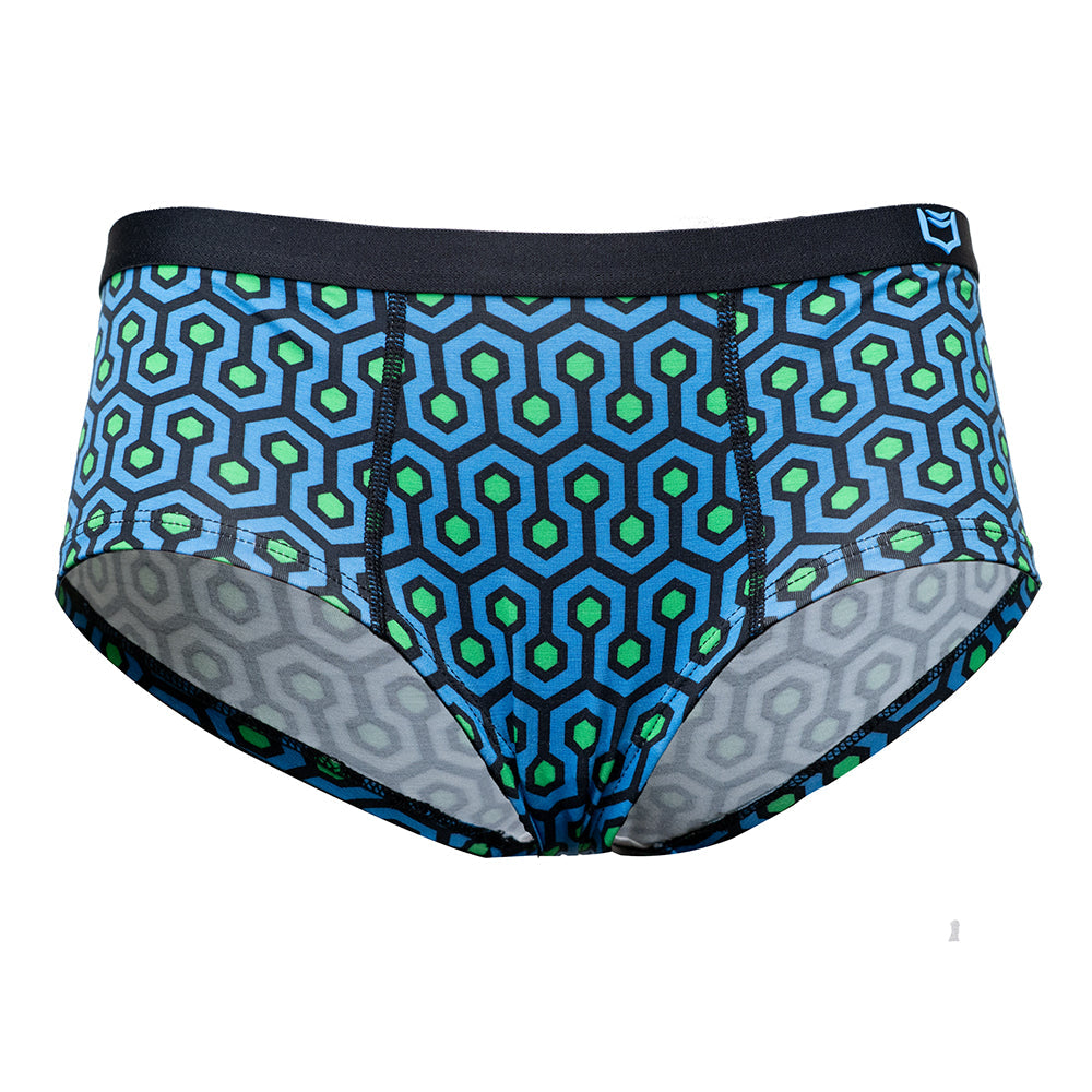 Bamboo Hexagon Cheeky Boyshorts fabric close‑up