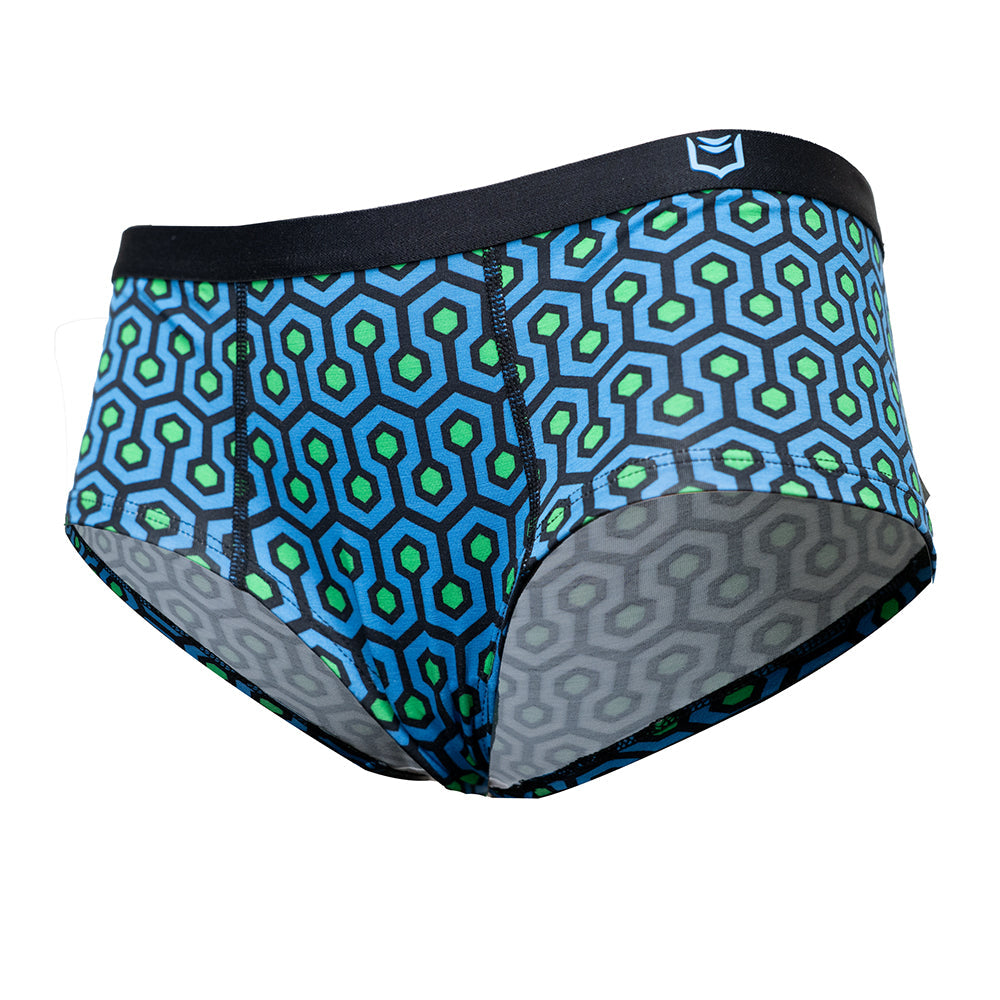 Bamboo Hexagon Cheeky Boyshorts fabric close‑up