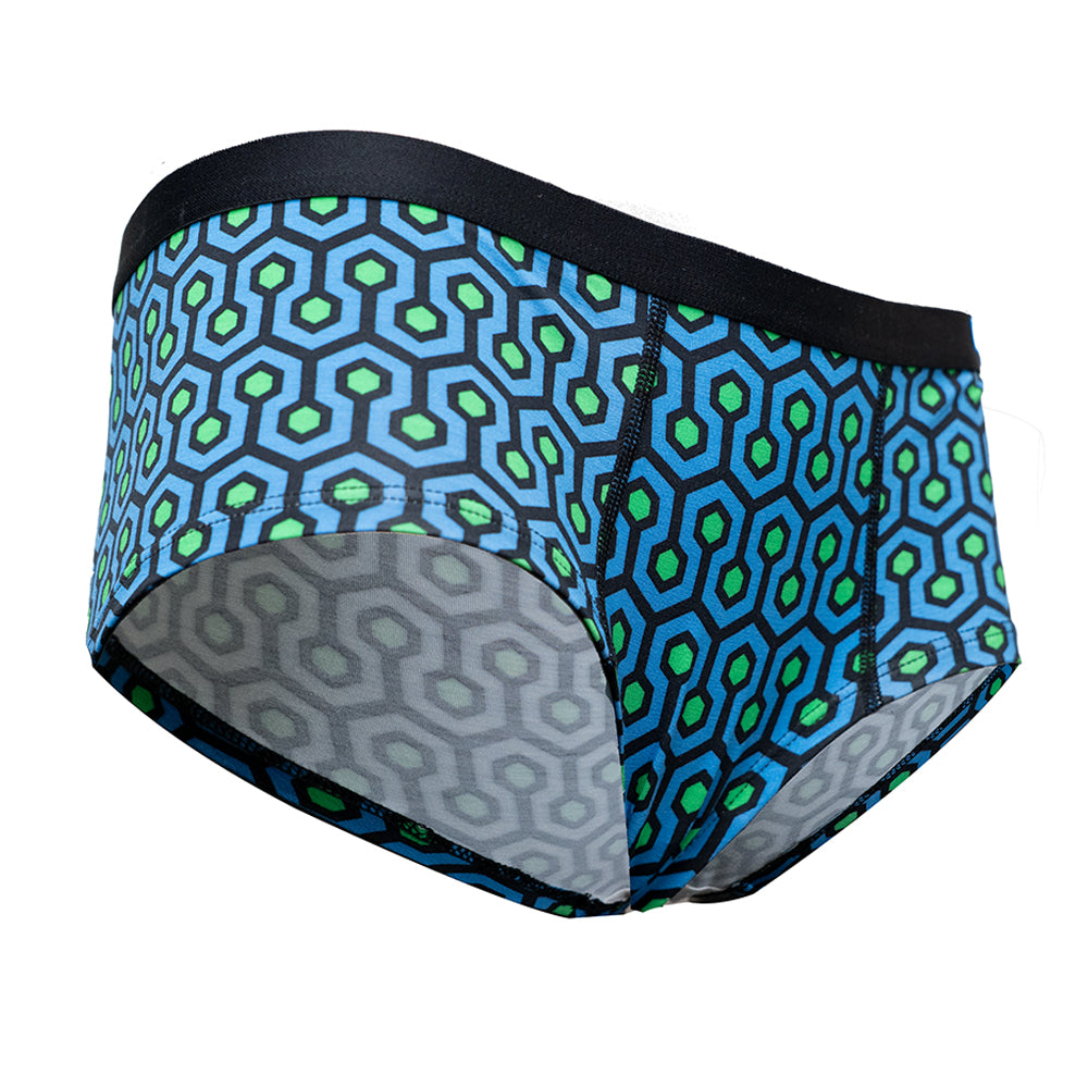 Bamboo Hexagon Cheeky Boyshorts fabric close‑up