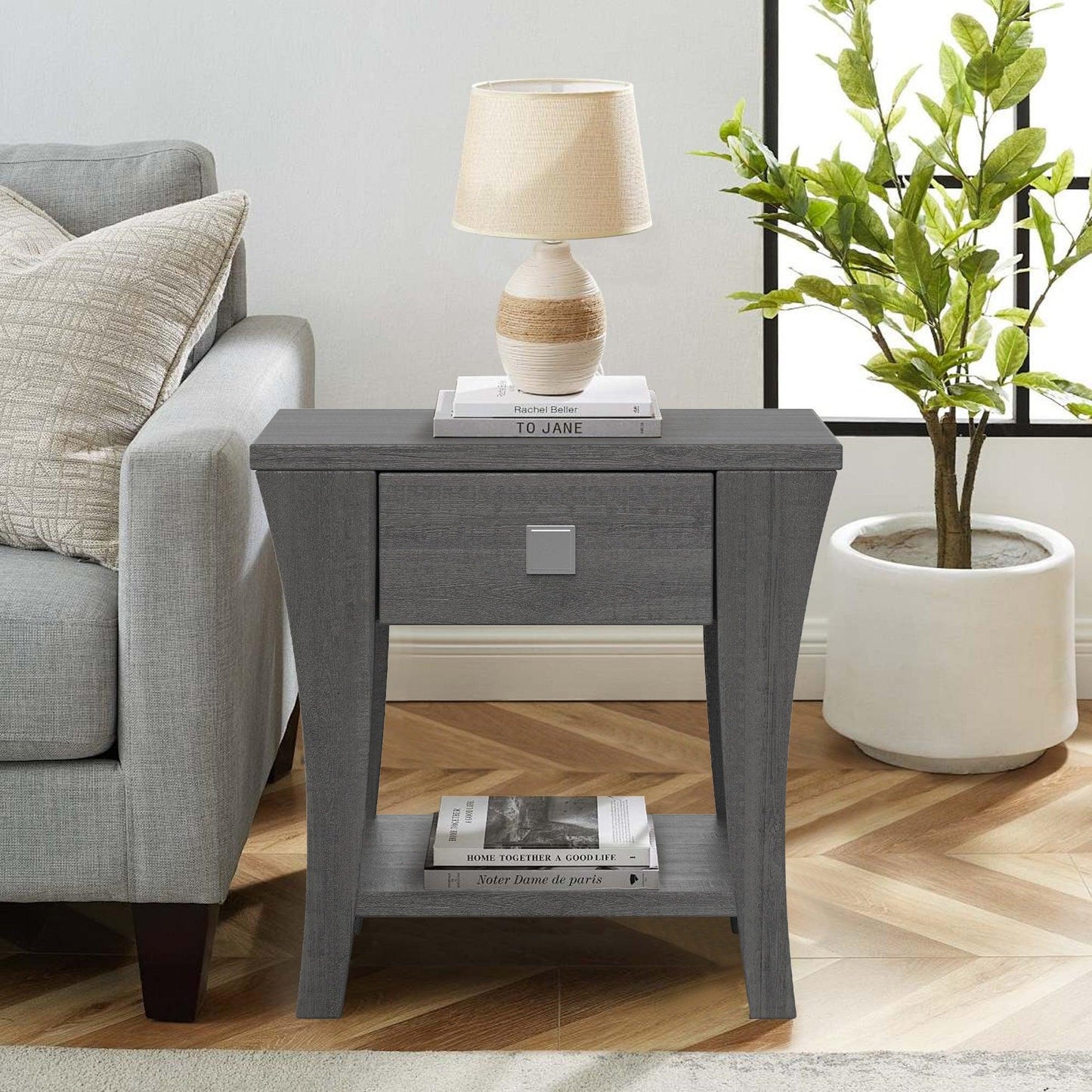 Furniture of America Amity End Table, Gray