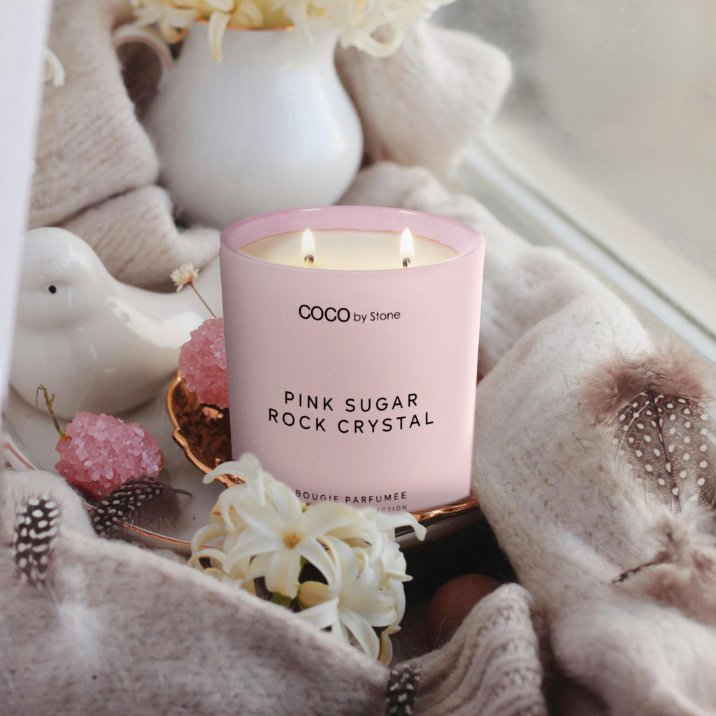15oz Smells Like Pink Sugar Rock Crystal Candle