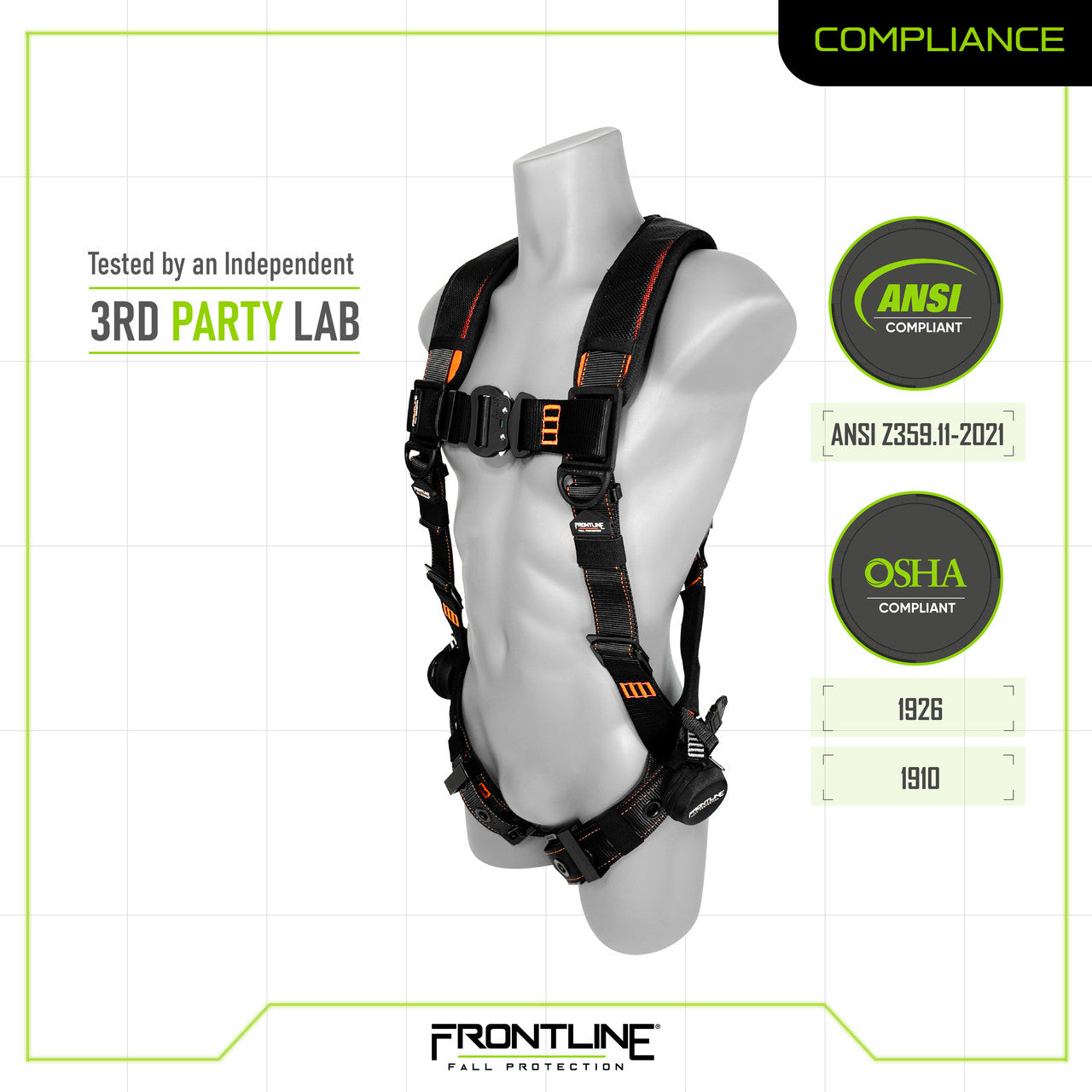 Frontline 110VTB Combat Lite Vest Style Harness with Aluminum Hardware and Suspension Trauma Straps M/L