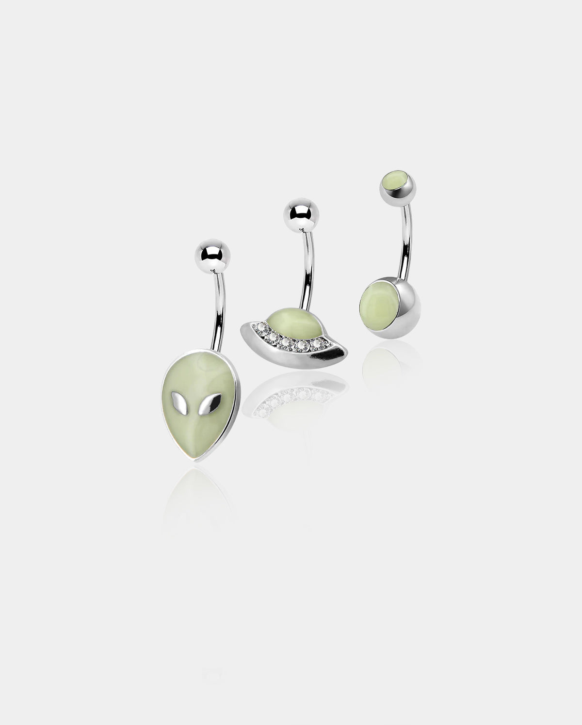 3PCS Alien Glow-in-the-Dark Belly Rings