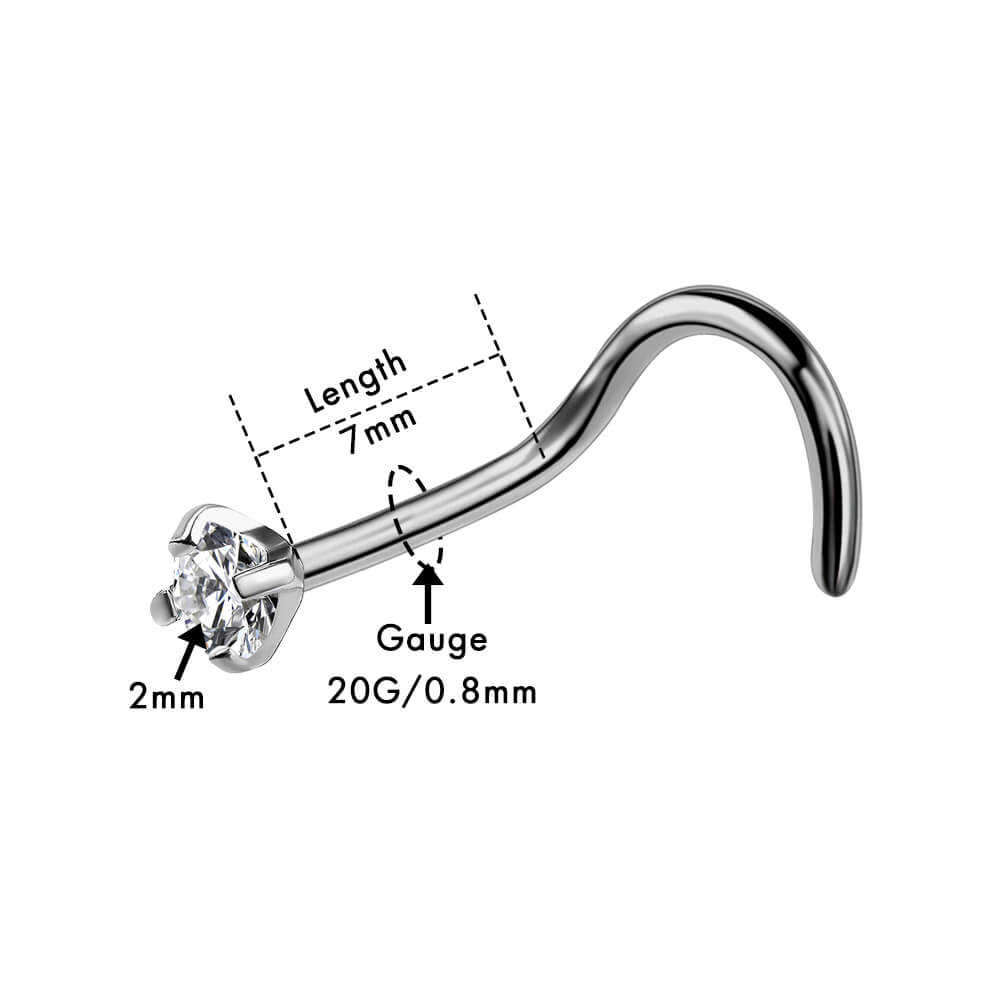 Titanium CZ Nose Screw Stud