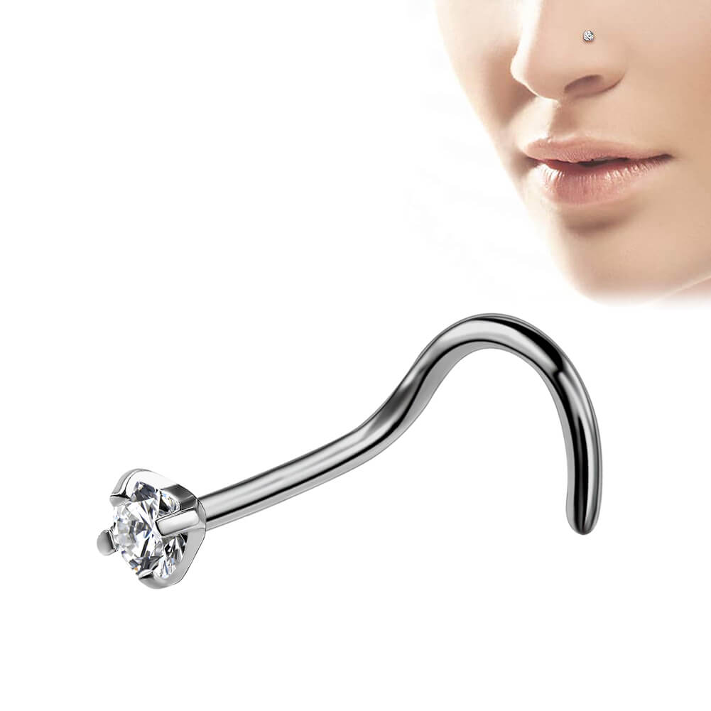Titanium CZ Nose Screw Stud