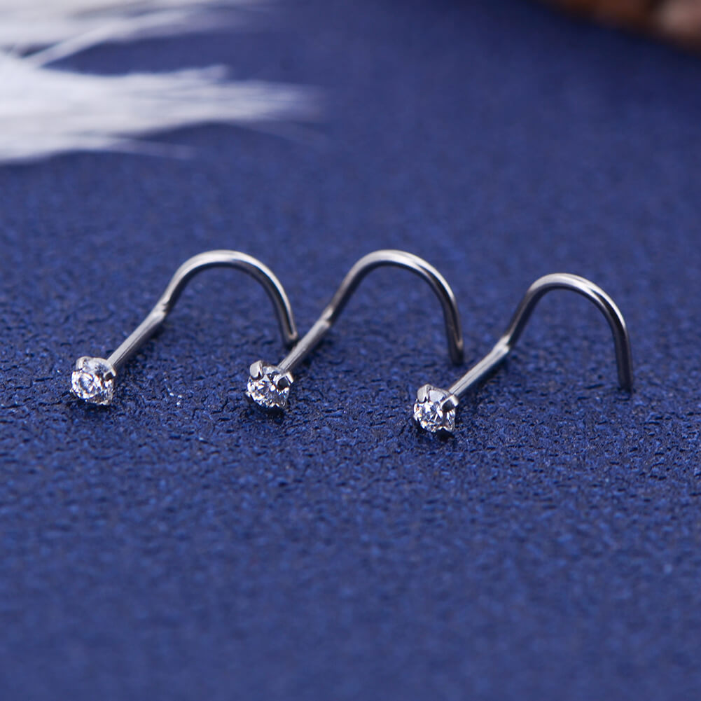 Titanium CZ Nose Screw Stud