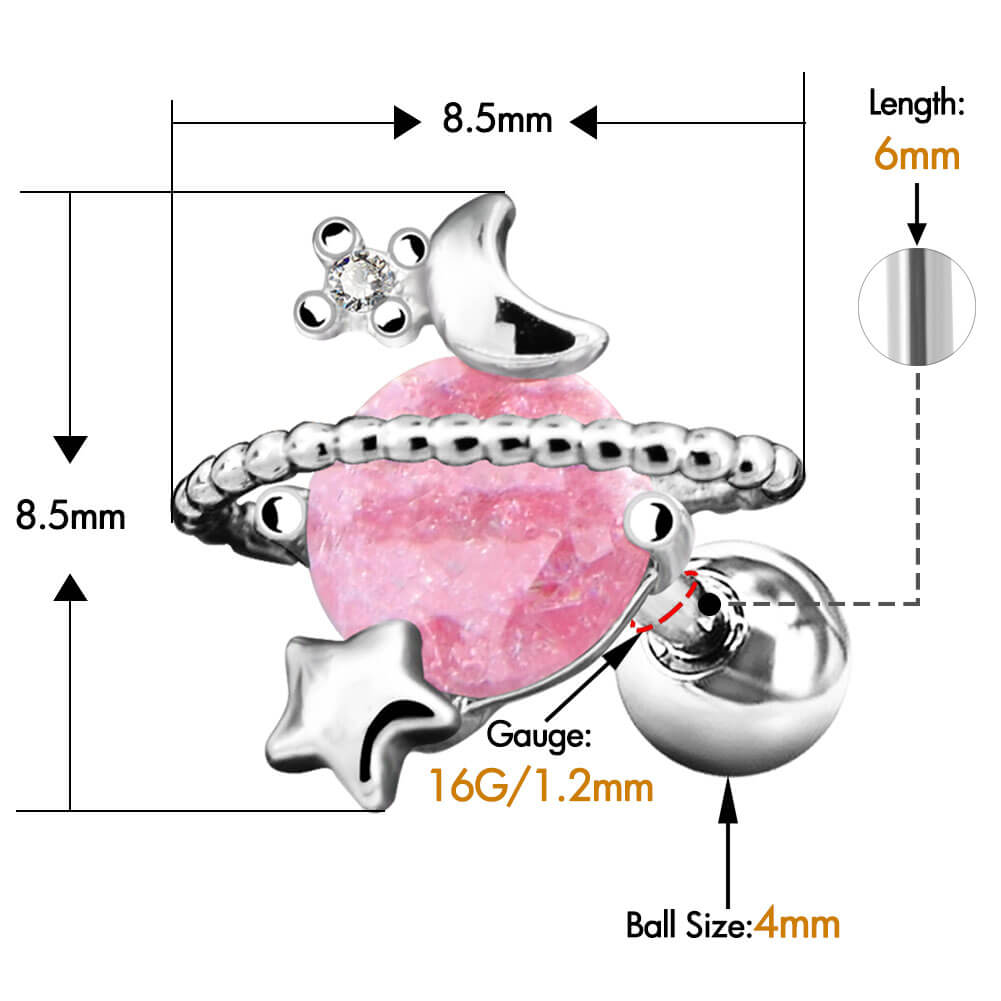 Pink Gem Planet Helix Stud