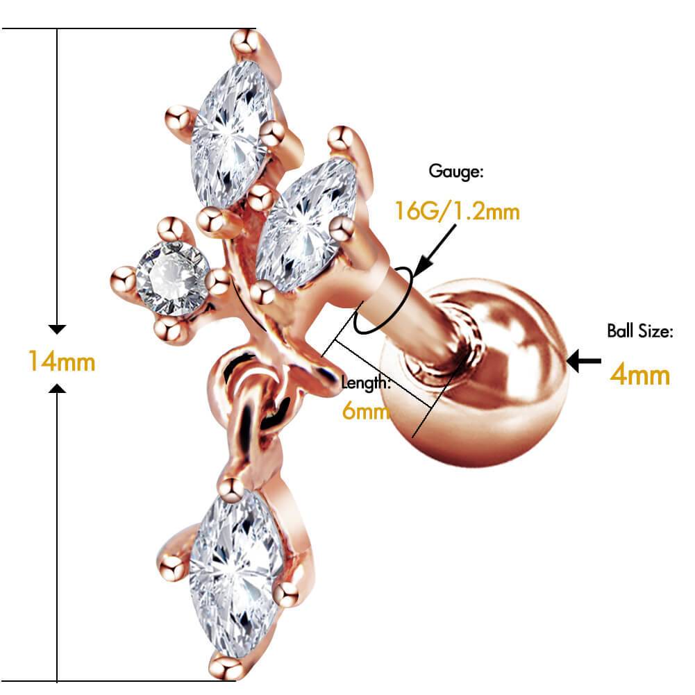 Dendriform Dangle CZ Helix Stud