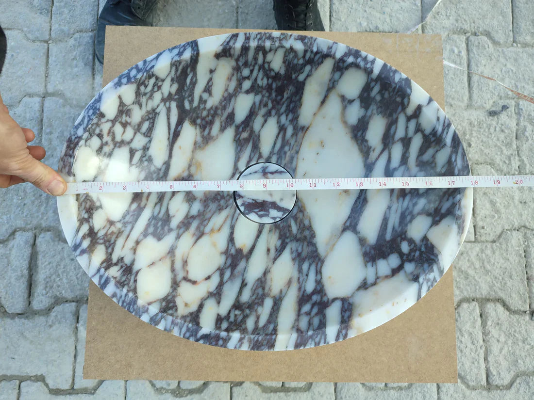 Calacatta Viola Marble Oval Shape Above Vanity Bathroom Sink (W)18" (L)14" (H)5"