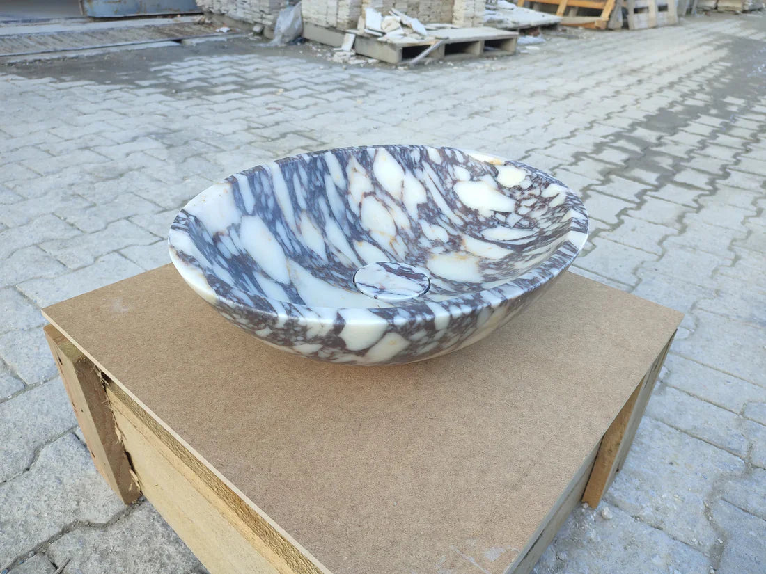 Calacatta Viola Marble Oval Shape Above Vanity Bathroom Sink (W)18" (L)14" (H)5"