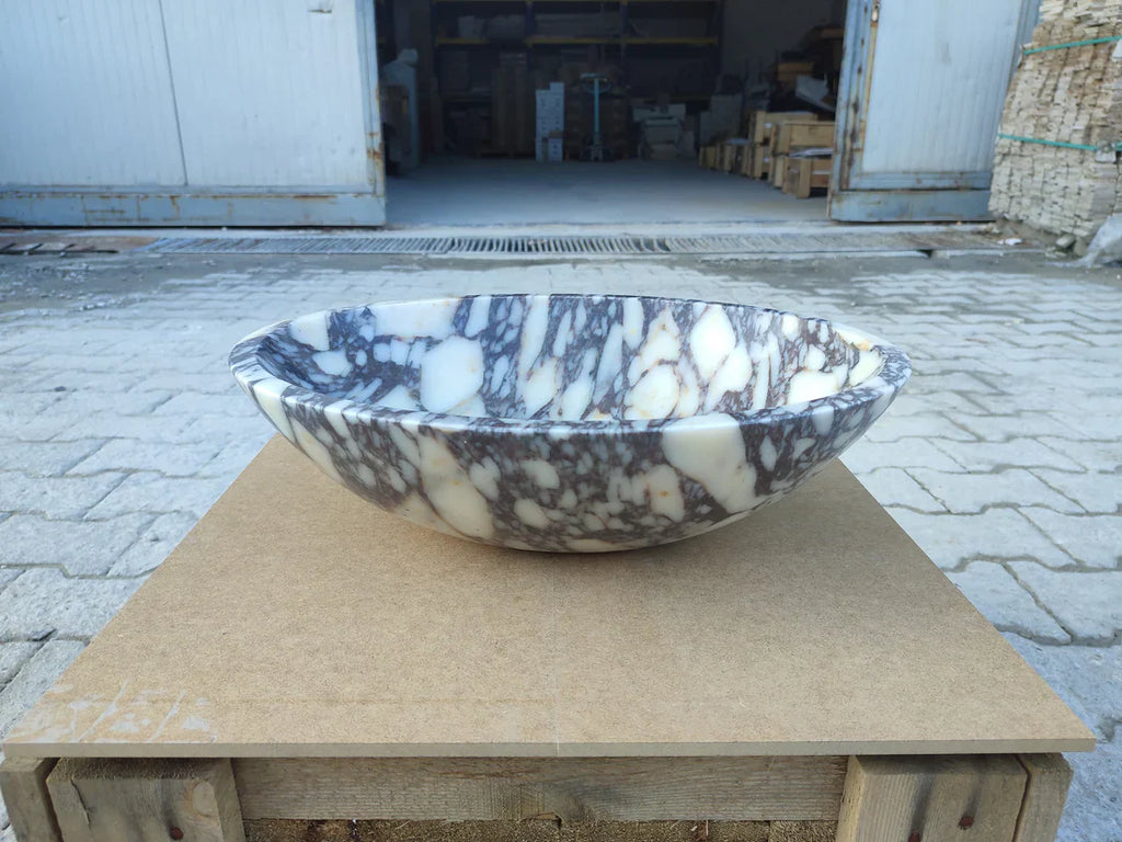 Calacatta Viola Marble Oval Shape Above Vanity Bathroom Sink (W)18" (L)14" (H)5"