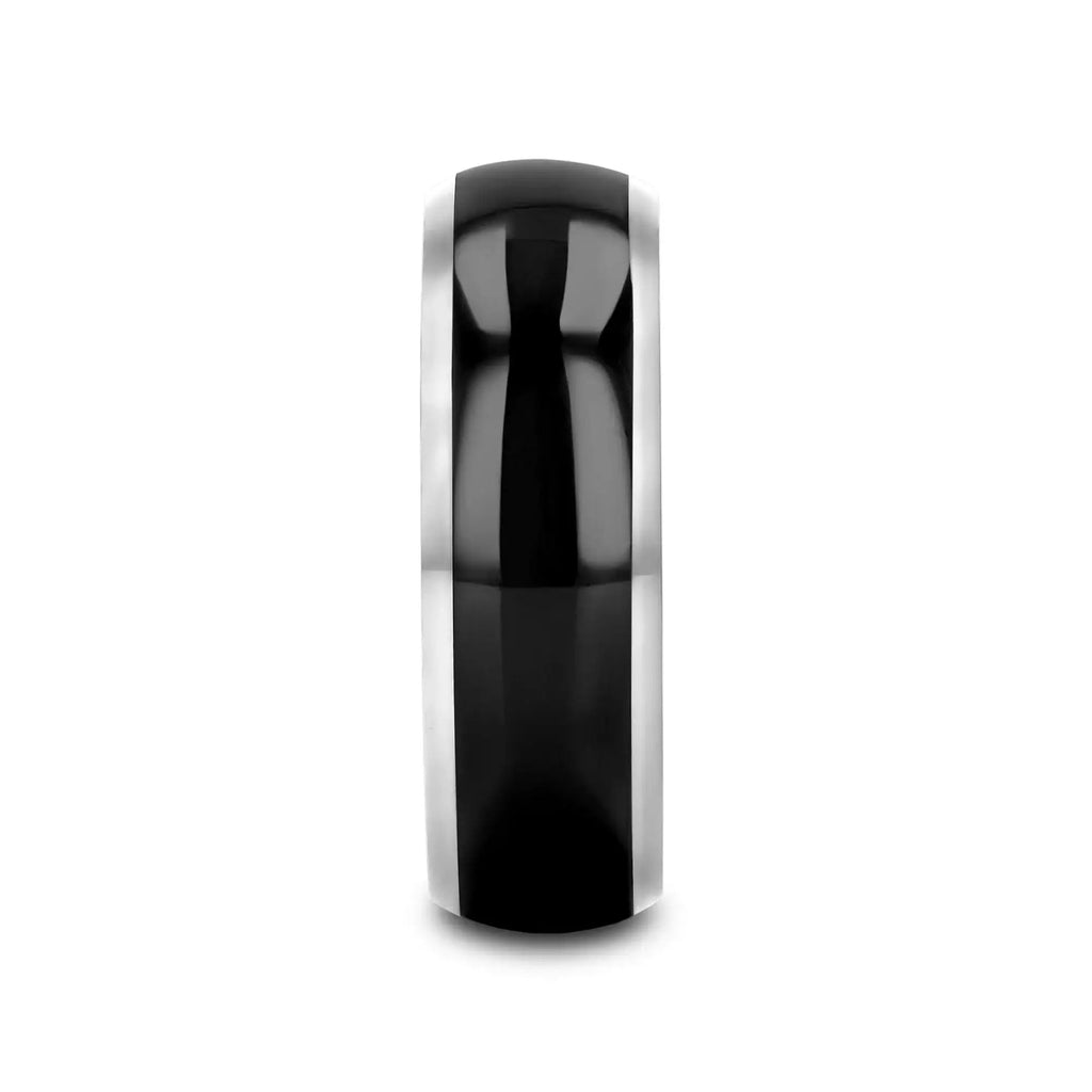 CARRERA Domed Black Ceramic and Tungsten Wedding Band, Comfort Fit — 6mm to 10mm