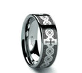 CATHOLY Classic Flat Tungsten Carbide Ring with Engraved Cross Pattern