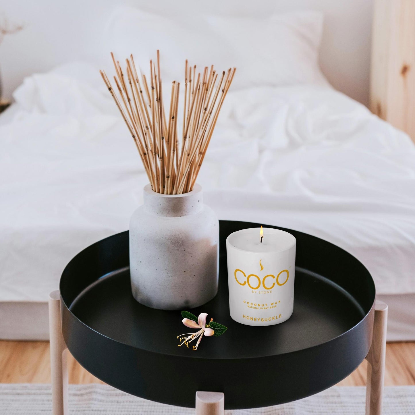 Honeysuckle Natural Coconut Apricot Wax Candle