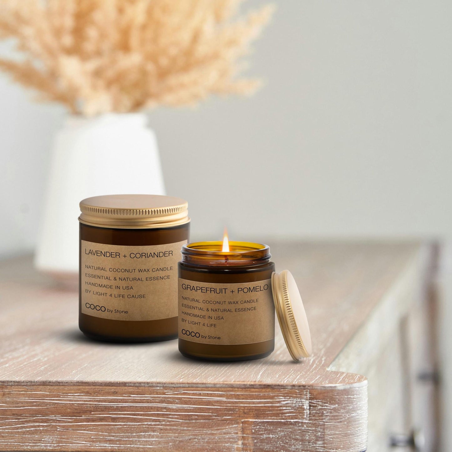 3.5oz Grapefruit + Pomelo Natural Coconut Apricot Wax Candle