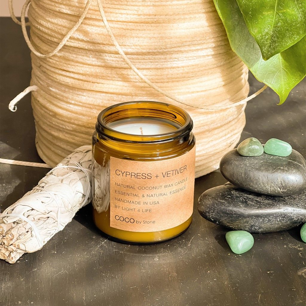 3.5oz Cypress + Vetiver Natural Coconut Apricot Wax Candle