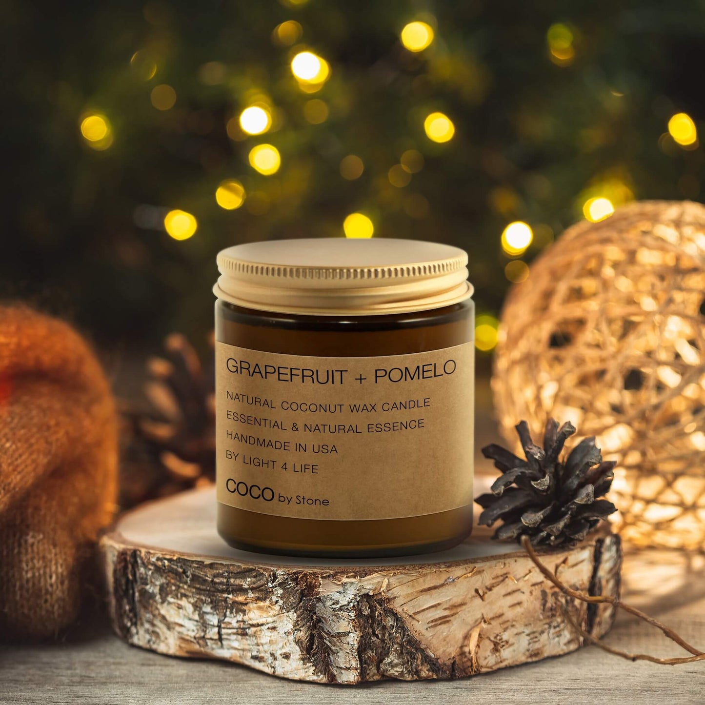 3.5oz Grapefruit + Pomelo Natural Coconut Apricot Wax Candle