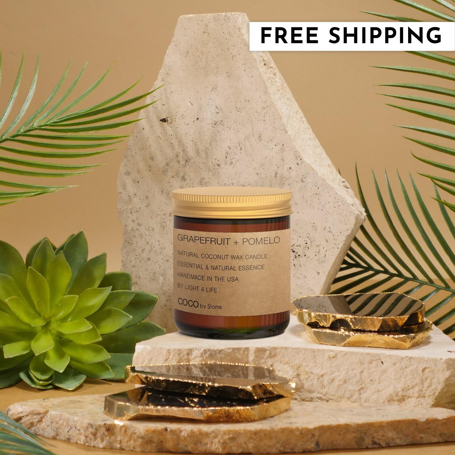 3.5oz Grapefruit + Pomelo Natural Coconut Apricot Wax Candle