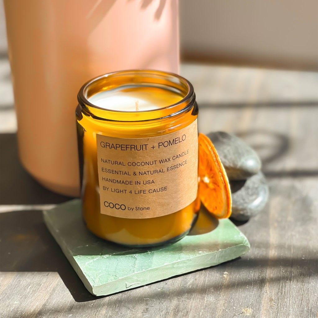 3.5oz Grapefruit + Pomelo Natural Coconut Apricot Wax Candle