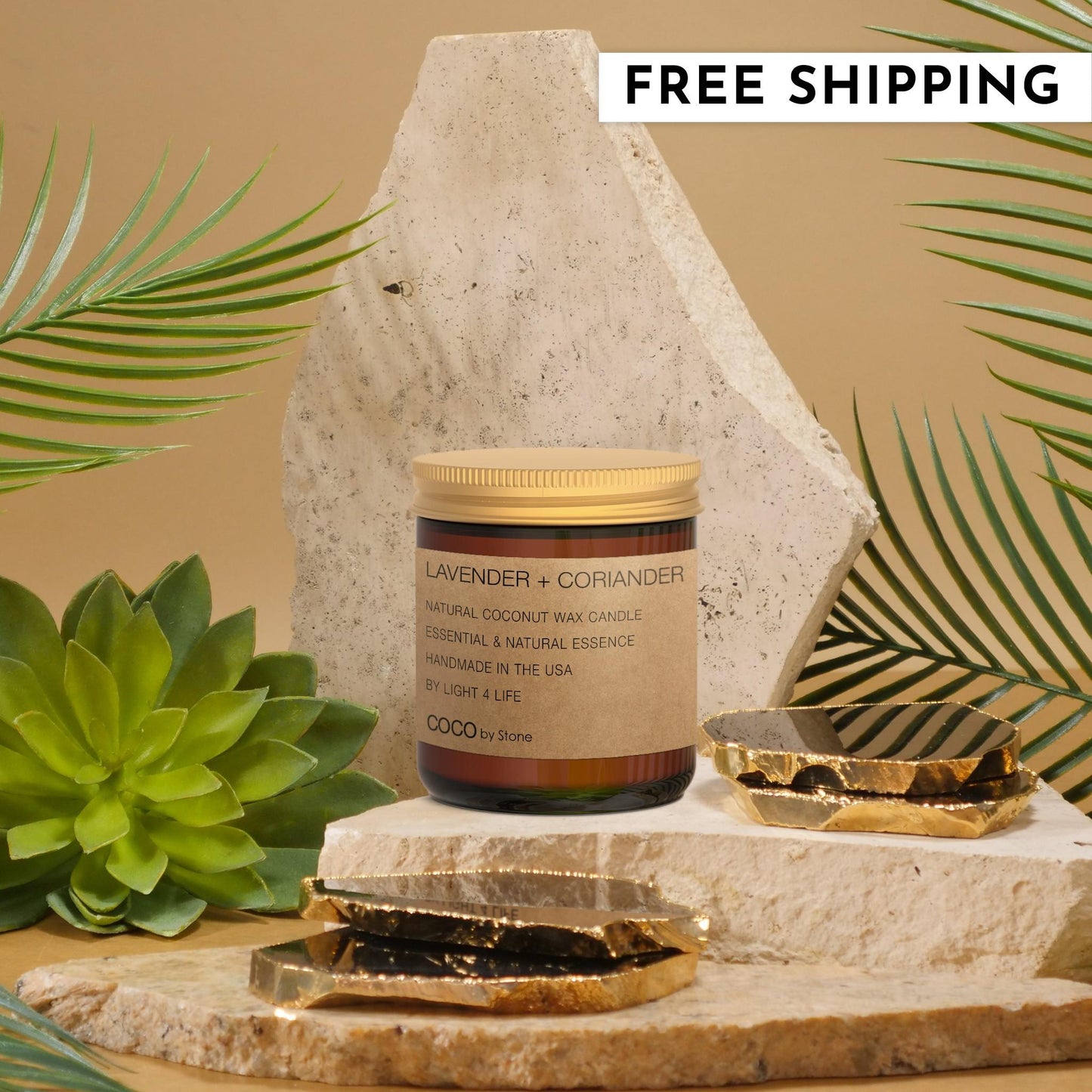 3.5oz Lavender + Coriander Natural Coconut Apricot Wax Candle