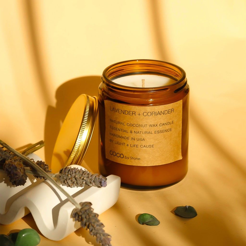 3.5oz Lavender + Coriander Natural Coconut Apricot Wax Candle