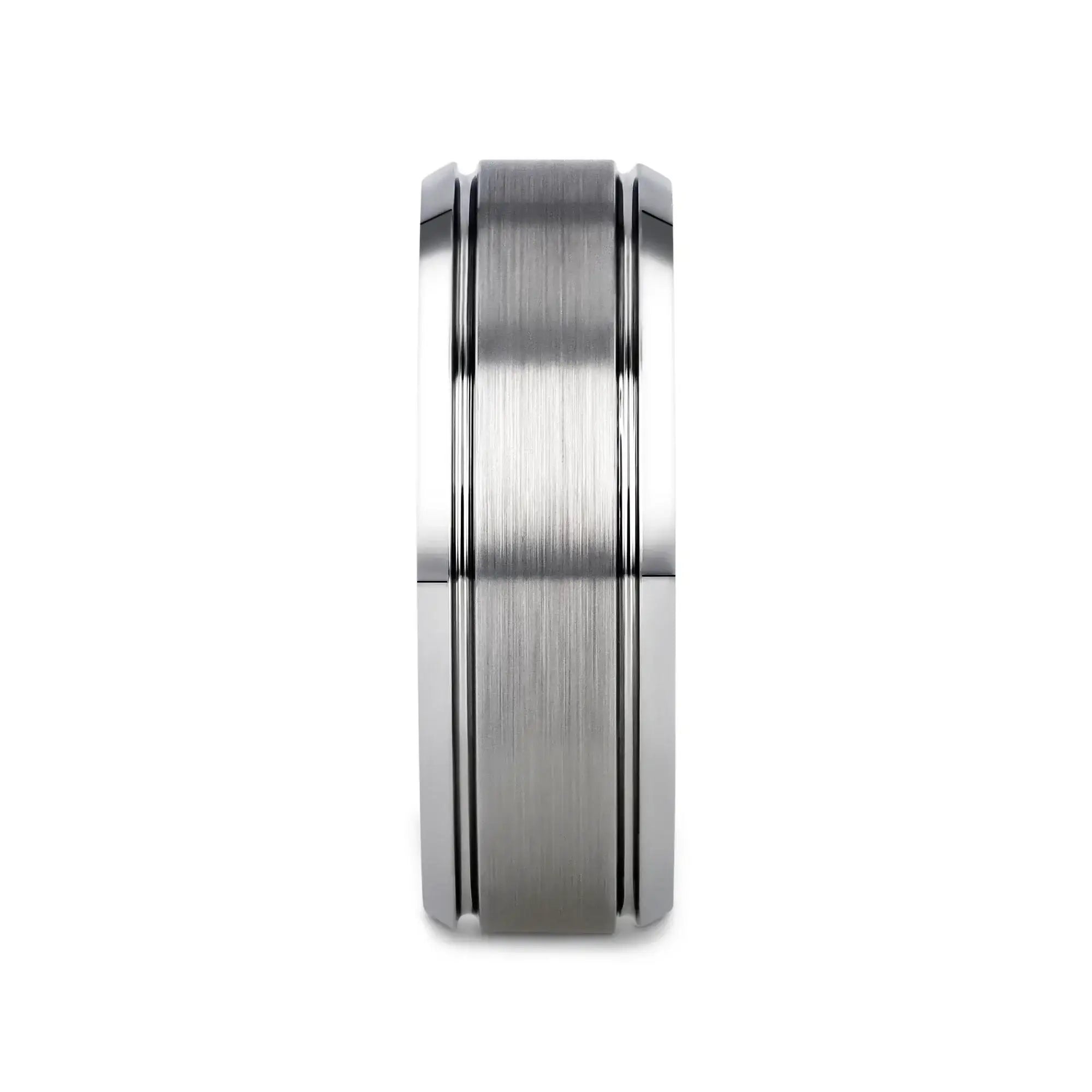 CRONUS Brushed Center with Polished Bevels Tungsten Wedding Band - 6mm & 8mm