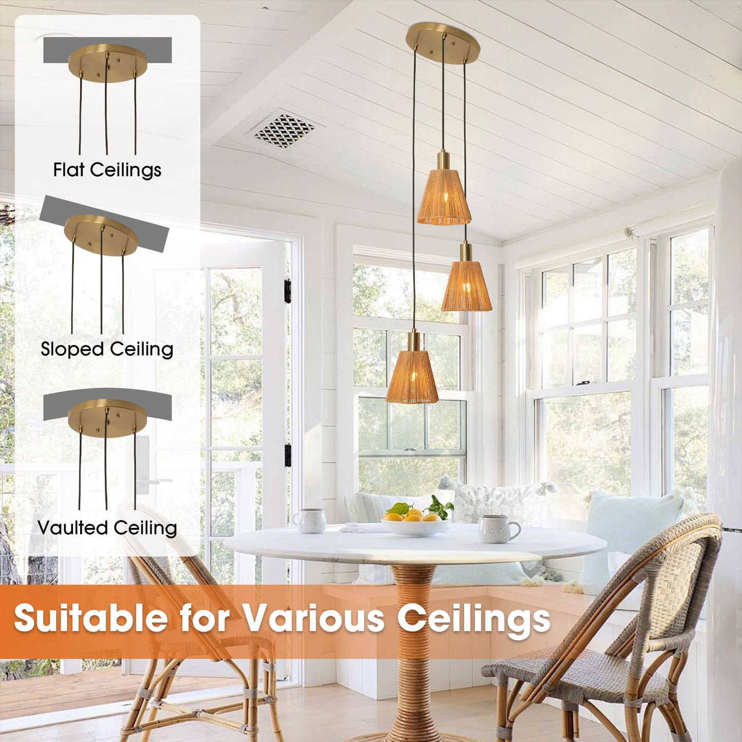 15 Inch Merle 3-Light Island Pendant Light