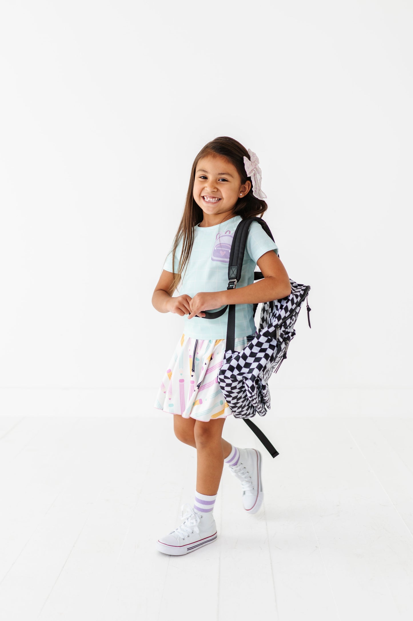 Purple Pocket Backpack Gridded Mint Tee (2T + 12yr ONLY left)