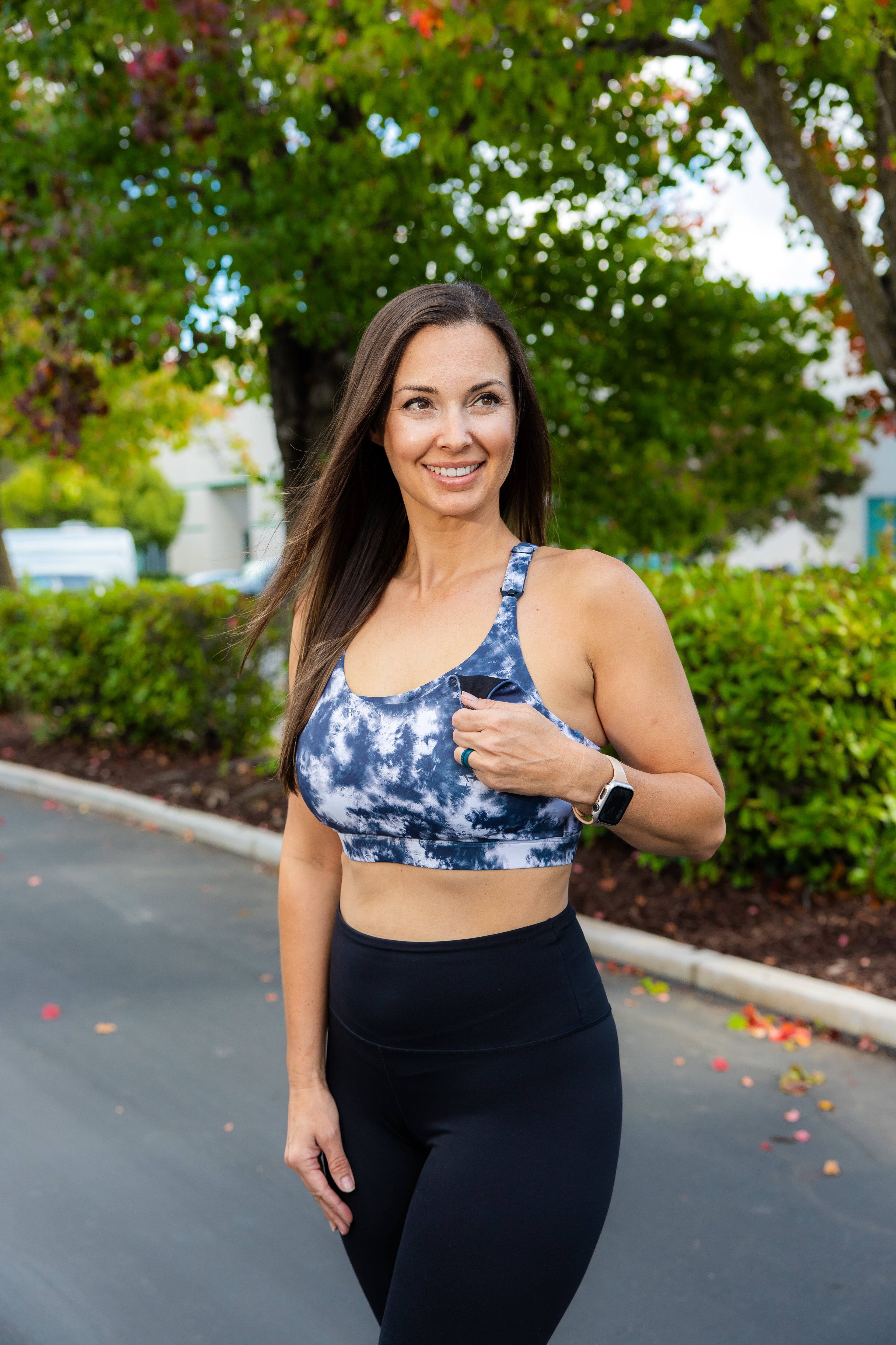 Ultra Comfort Active Nursing Bra in Gray Tie Die — breathable soft‑support design for new moms