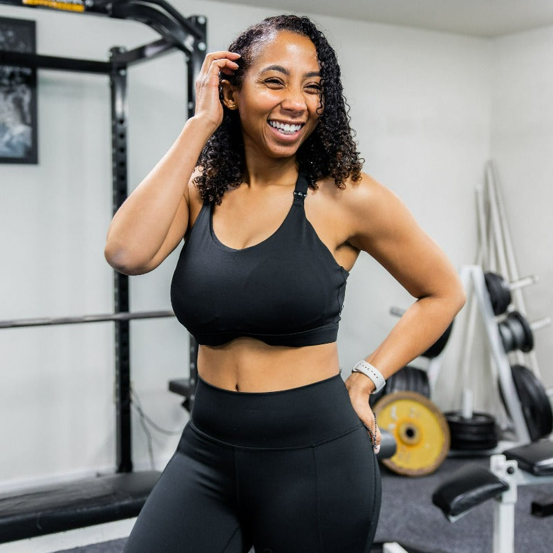 Ultra Comfort Active Nursing Bra in Solid Black — breathable soft‑support design for new moms