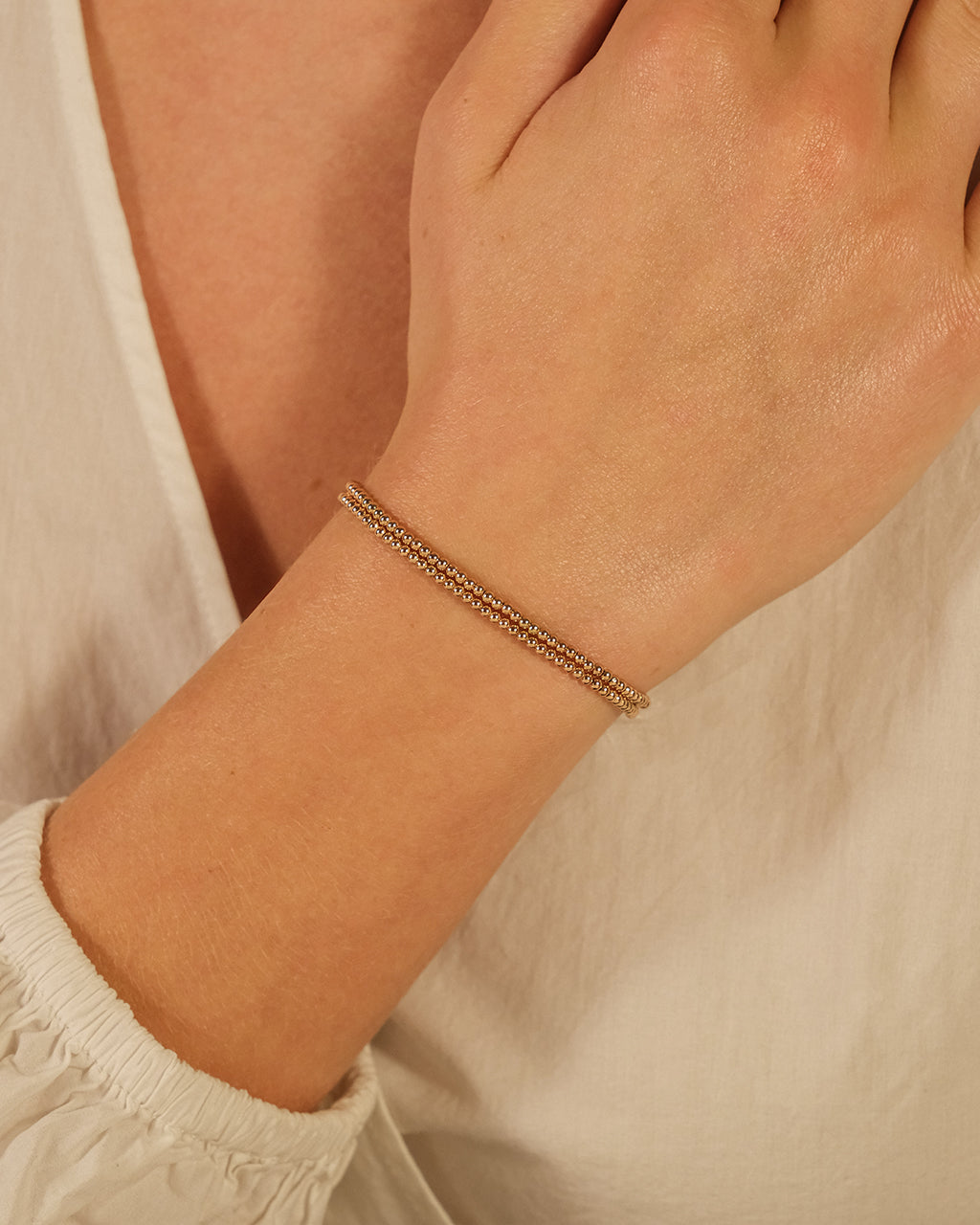 Sterling Silver Beaded Stretch Bracelet Sets