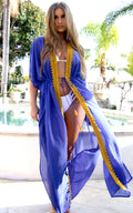 Vivian: Royal Blue Kimono with Gold Lace