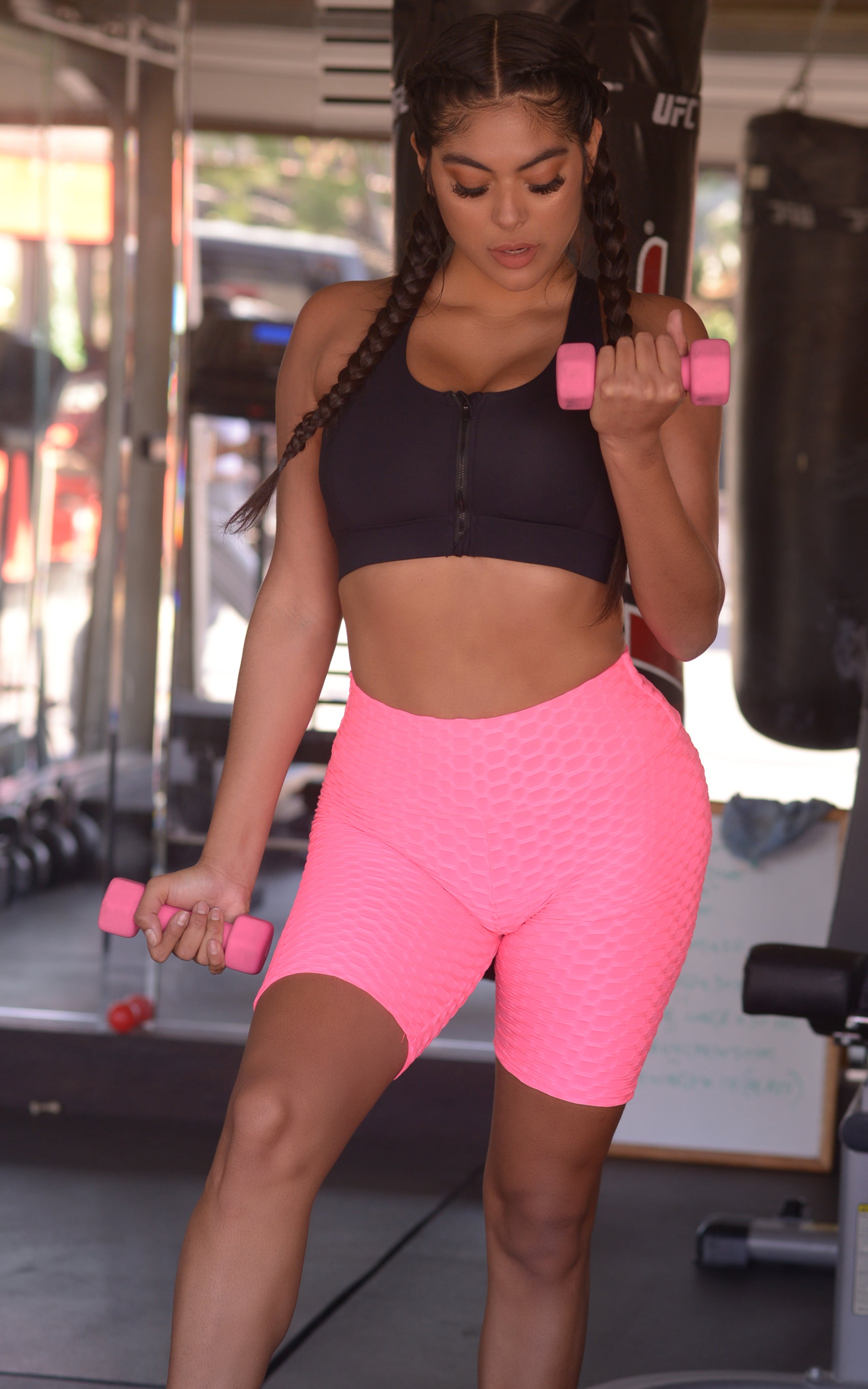 Sporty Spice:Textured Shorts in Pink